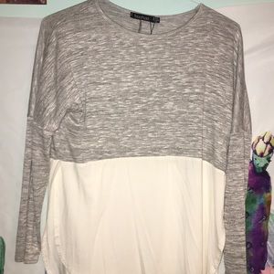 grey and white long sleeve tunic